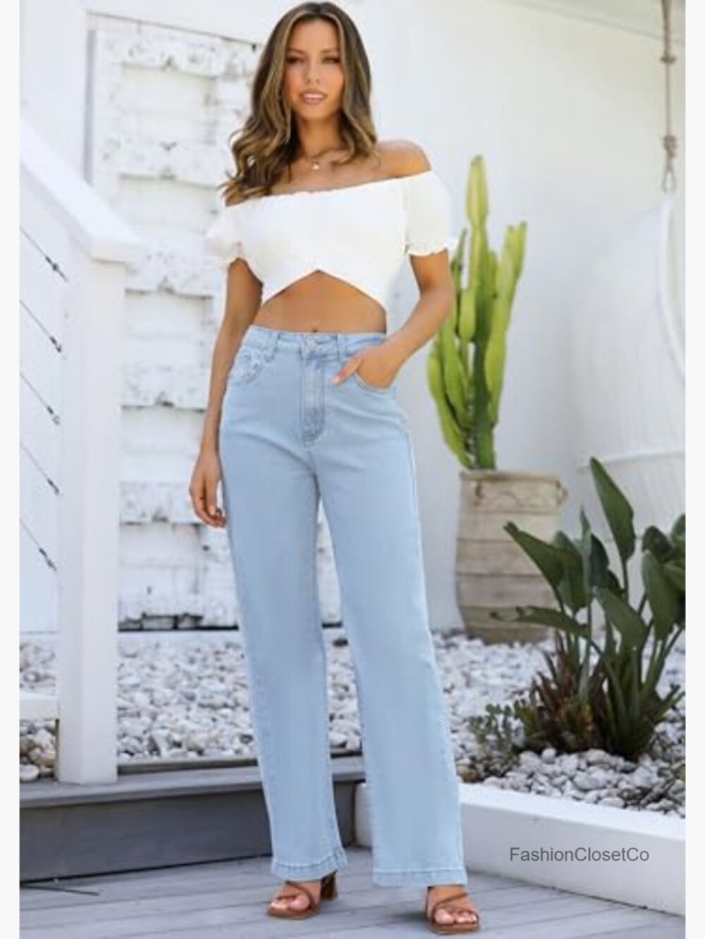 High Waisted Straight Leg Stretchy Lightweight Tummy Control Jeans - Picture 5 of 7